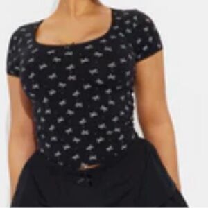 Black Patterned Women's Top